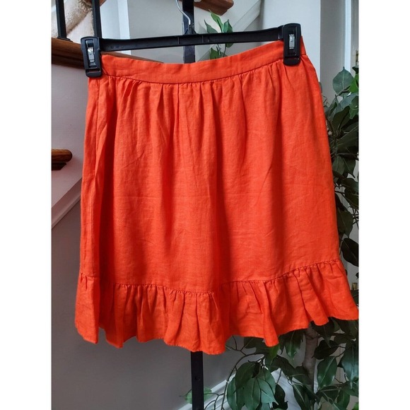 J.Crew Women's Orange 100% Cotton A-Line Casual Knee Length Skirt Size 4P - Picture 6 of 11